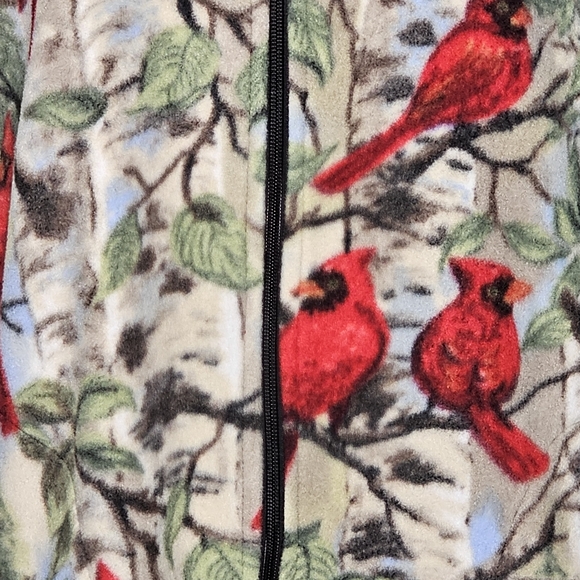 Fleece Red Cardinal Zip down Vest Small - Picture 3 of 12